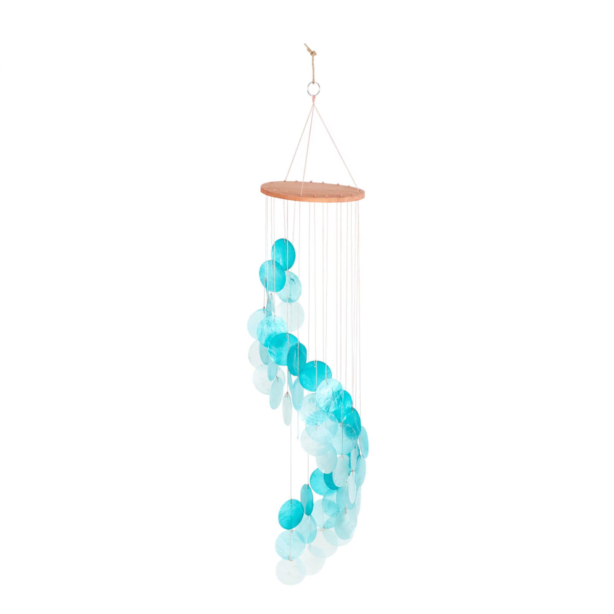 31" Teal Capiz Shell Waterfall Wind Chime